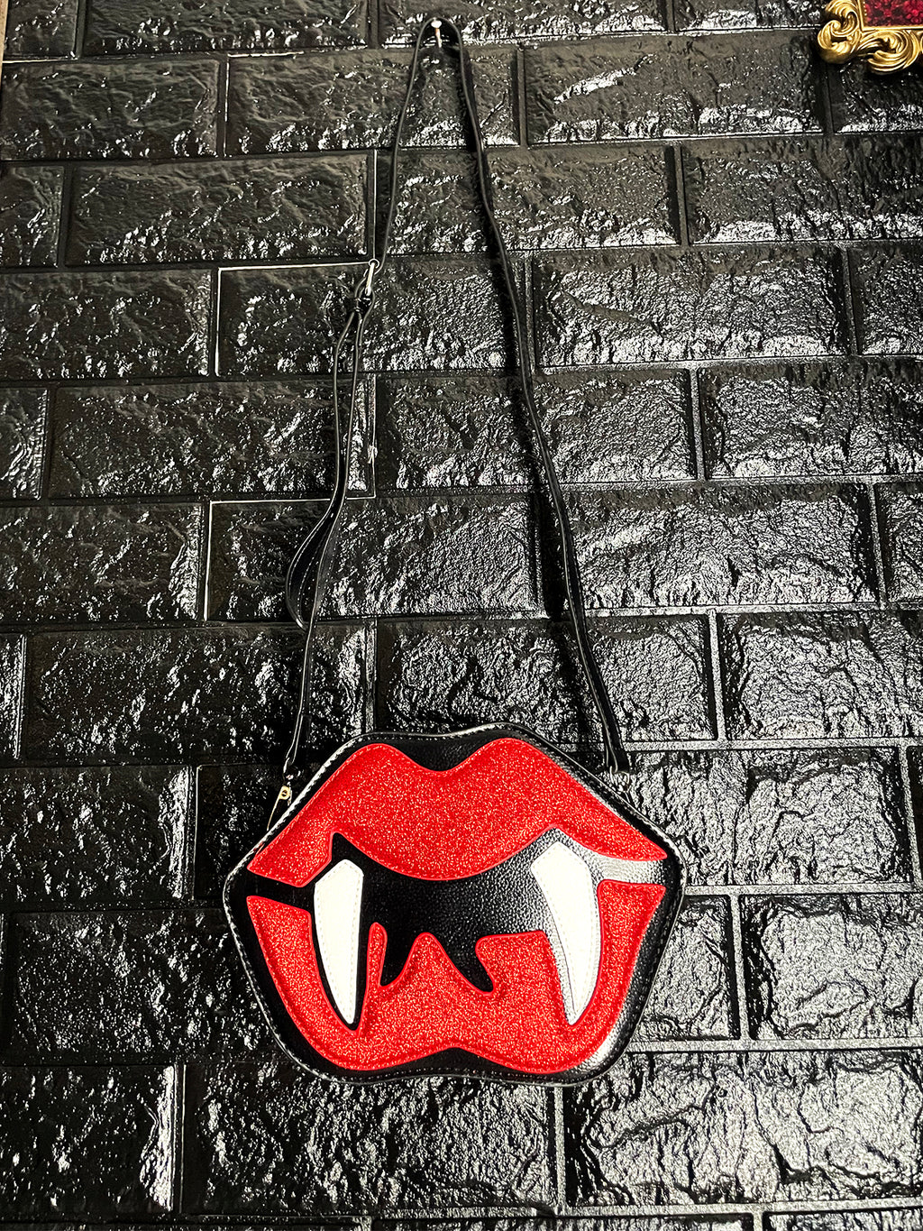 Vamp Lips Handbag Purse / Faux Leather