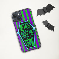 Never Trust the Living Coffin Stripe iPhone Case