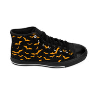 Black Men's High-top Sneakers w/ Orange Flying Bats