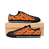 Halloween Orange Flying Bats Women's Sneakers