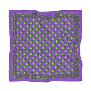 Purple Green Punk Chain Pyramid Stud Poly Scarf