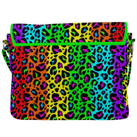 Rainbow Leopard Print Buckle Messenger Bag