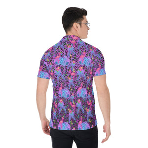 Leopard Print / Neon Tropical Hawaiian Print / All-Over Print Men's Shirt