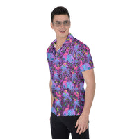 Leopard Print / Neon Tropical Hawaiian Print / All-Over Print Men's Shirt