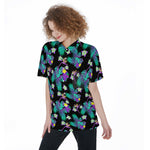Skull Hibiscus Hawaiian All-Over Print Women's Short Sleeve Shirt With Pocket