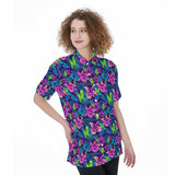Batty Goth Style Hawaiian Style All-Over Print All-Over Print Women's Short Sleeve Shirt With Pocket