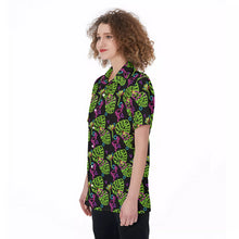 Neon Sign Style Hawaiian & Flamingo Print / All-over Print Women's Blouse