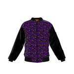 Purple Neon Green Leopard Print / All-Over Print Men's Larger Bomber Jacket with Fuzzy Fleece