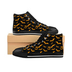 Black Men's High-top Sneakers w/ Orange Flying Bats