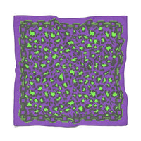 Purple Green Leopard Print Punk Chain Poly Scarf