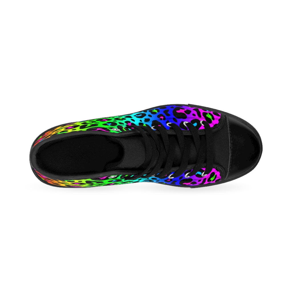 Rainbow 90’s Leopard Print Women's High-top Sneakers
