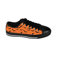 Halloween Orange  Flying Bats Men's Sneakers