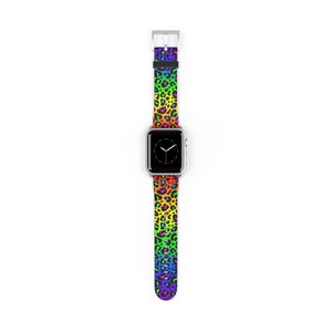 Rainbow Leopard Print Watch Band / Faux Leather Apple Watch Band / Series 1, 2, 3, 4, 5