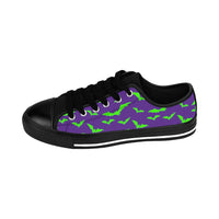 Neon Green Flying Bats in Purple Women's Sneakers