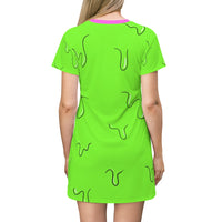 Neon Green Zombie Pop Art All Over Print T-Shirt Dress