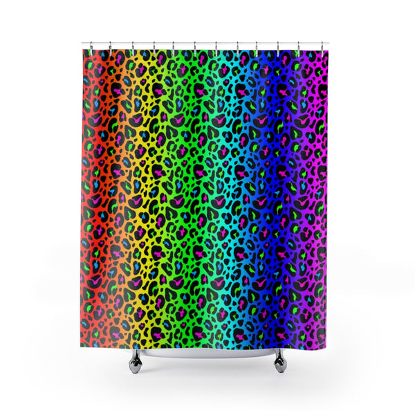 Rainbow Leopard Print Shower Curtains