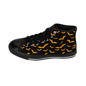 Black Women's High-top Sneakers w/ Orange Flying Bats