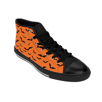 Orange Men's High-top Sneakers w/ Flying Bats