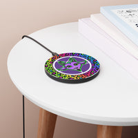 Cute as Hell Goat Head / Rainbow Leopard Print Wireless Charger