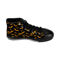 Black Men's High-top Sneakers w/ Orange Flying Bats
