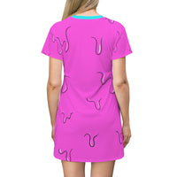 Pink Zombie Pop Art All Over Print T-Shirt Dress