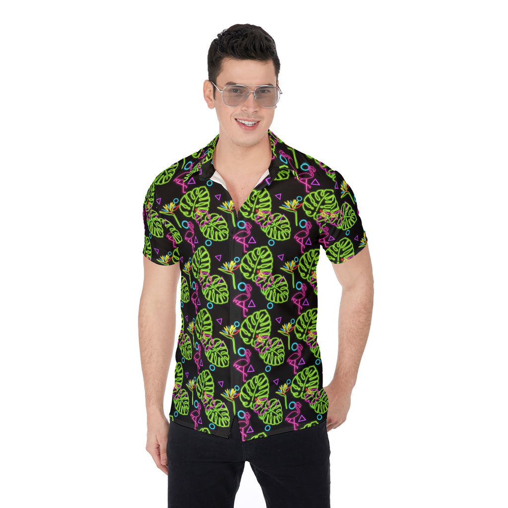 Neon Sign Style  Tropical Pattern  All-Over Print Men's Shirt