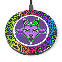 Cute as Hell Goat Head / Rainbow Leopard Print Wireless Charger
