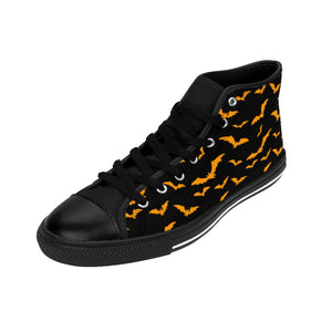 Black Women's High-top Sneakers w/ Orange Flying Bats