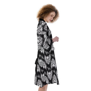 Gone Batty / Bat Heads All-Over Print Women's Satin Kimono Robe