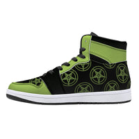 Neon Green Baphomet High-Top  Faux Leather Sneakers /Unisex /- Black
