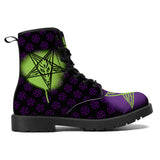 Purple Neon Green Baphomet Faux Leather Unisex Boots / New