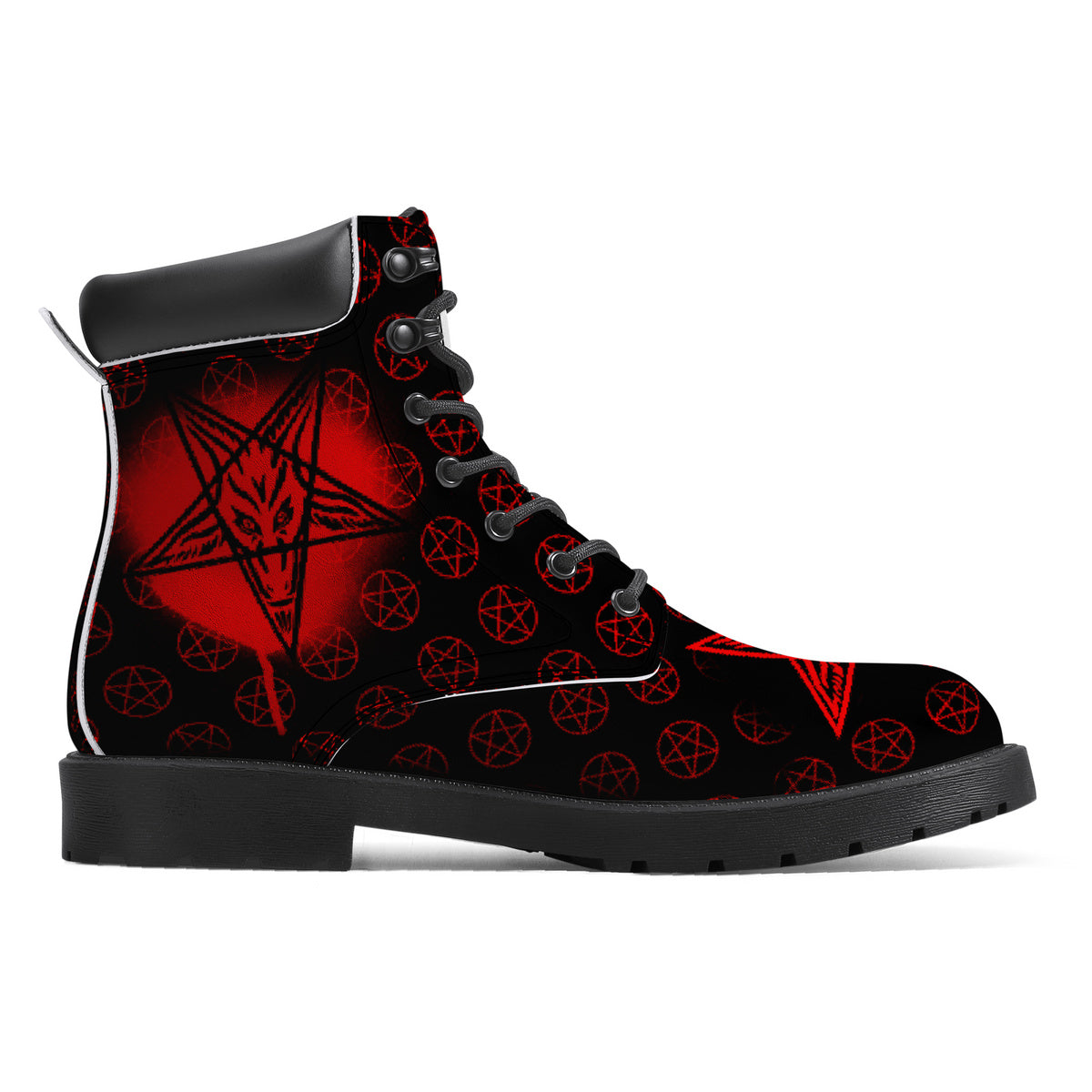 Baphomet Hail Satan Faux Leather Boots / Unisex