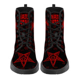 Hail Satan Spray Paint Baphomet / Unisex Faux Synthetic Leather Boots - New