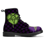 Purple Neon Green Baphomet Faux Leather Unisex Boots / New