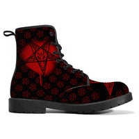 Hail Satan Spray Paint Baphomet / Unisex Faux Synthetic Leather Boots - New