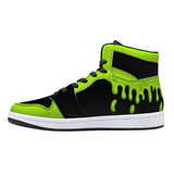 Neon Green Slime High-Top Faux Leather Sneakers /Unisex /- Black