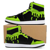Neon Green Slime High-Top Faux Leather Sneakers /Unisex /- Black