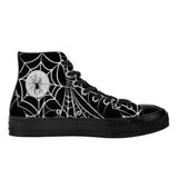 Spider Web / High Top Canvas Shoes /Unisex /- Black