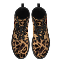 Baphomet Pentagram Leopard Print / Faux Leather Unisex Boots