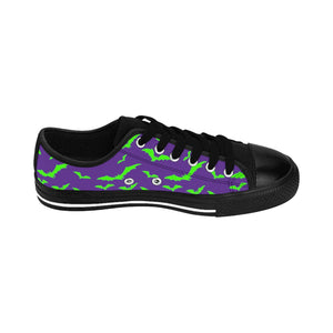 Neon Green Flying Bats in Purple Men's Sneakers