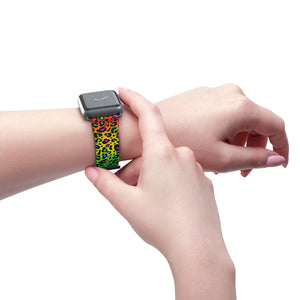 Rainbow Leopard Print Watch Band / Faux Leather Apple Watch Band / Series 1, 2, 3, 4, 5