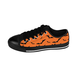Halloween Orange Flying Bats Women's Sneakers