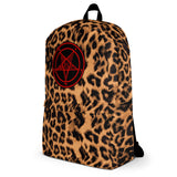 Baphomet Pentagram Leopard Print Backpack / All Over Print