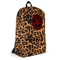 Baphomet Pentagram Leopard Print Backpack / All Over Print