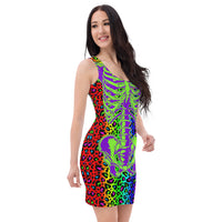 Rainbow Leopard Pop Art Skeletal Print / Sublimation Cut & Sew Dress