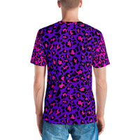 Purple / Pink Leopard Print Color Block Men's T-shirt