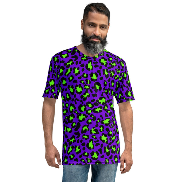 Purple / Neon Green Leopard Print Men's T-shirt