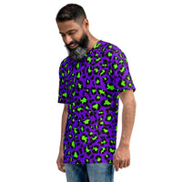 Purple / Neon Green Leopard Print Men's T-shirt