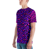 Purple / Pink Leopard Print Color Block Men's T-shirt