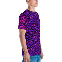 Purple / Pink Leopard Print Color Block Men's T-shirt